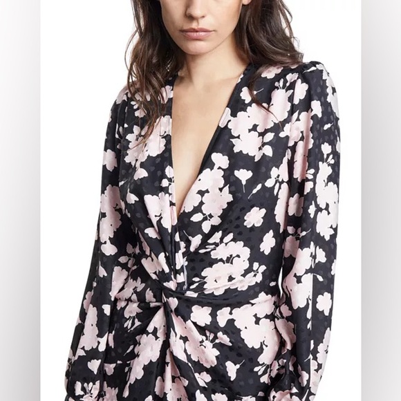 THE KOOPLES Garden Of Eden Mini Dress Size 3 Floral Print Flower V-Neck NEW NWT - Picture 3 of 10